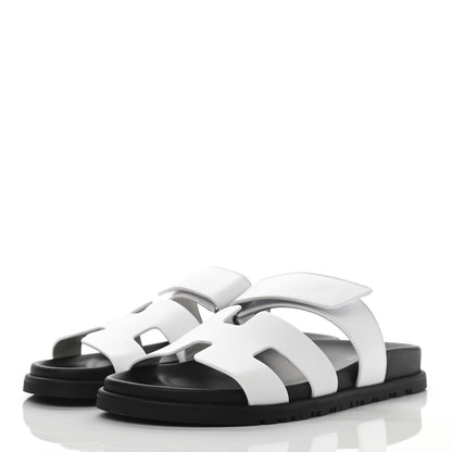 Hermes Calfskin Womens Chypre Sandals 37 White 3 of 9