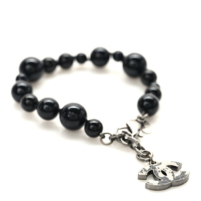 Chanel Glass Bead CC Map Bracelet Ruthenium Black 1 of 5