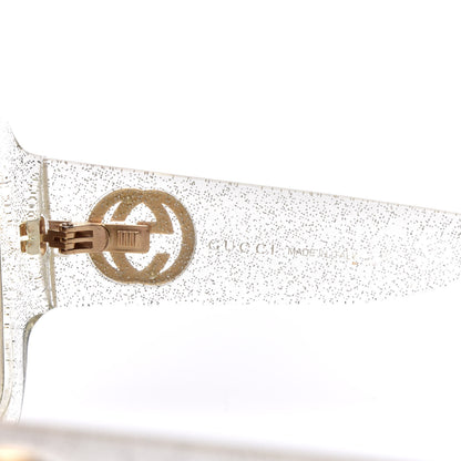 Gucci Glitter Acetate Square Frame Sunglasses GG0053S Silver 5 of 8