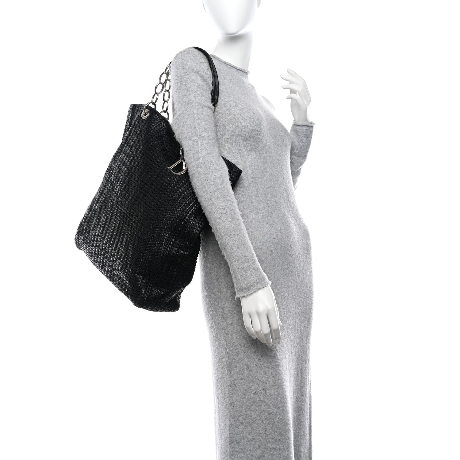Christian Dior Lambskin Woven Dior Soft Shopping Tote Black 2 of 13