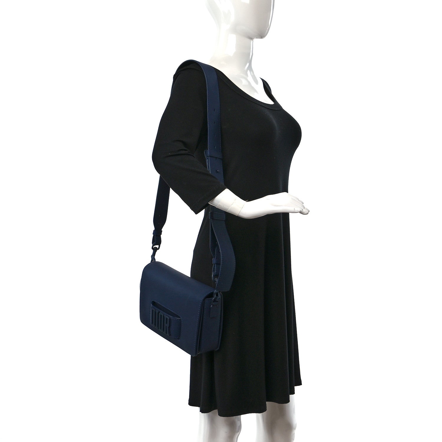 Christian Dior Smooth Calfskin Monochrome Dio(r)evolution Flap Bag Dark Blue 2 of 10