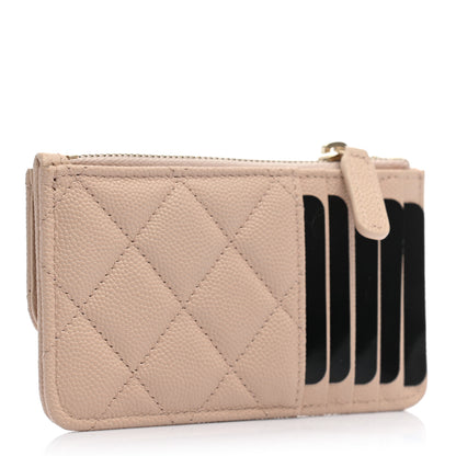Chanel Caviar Quilted Flap Zip Card Holder Beige 3 of 8
