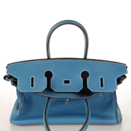 Hermes Taurillon Clemence Birkin 35 Blue Jean 22 of 33