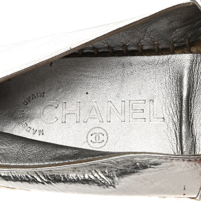 Chanel Laminated Goatskin CC Espadrilles 38 Silver 8 of 11