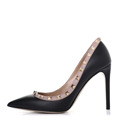 Valentino Garavani Nappa Rockstud 100mm Pumps 37.5 Black Poudre 1 of 4