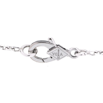 Van Cleef & Arpels 18K White Gold Diamond Guilloche Vintage Alhambra Pendant Necklace 4 of 6