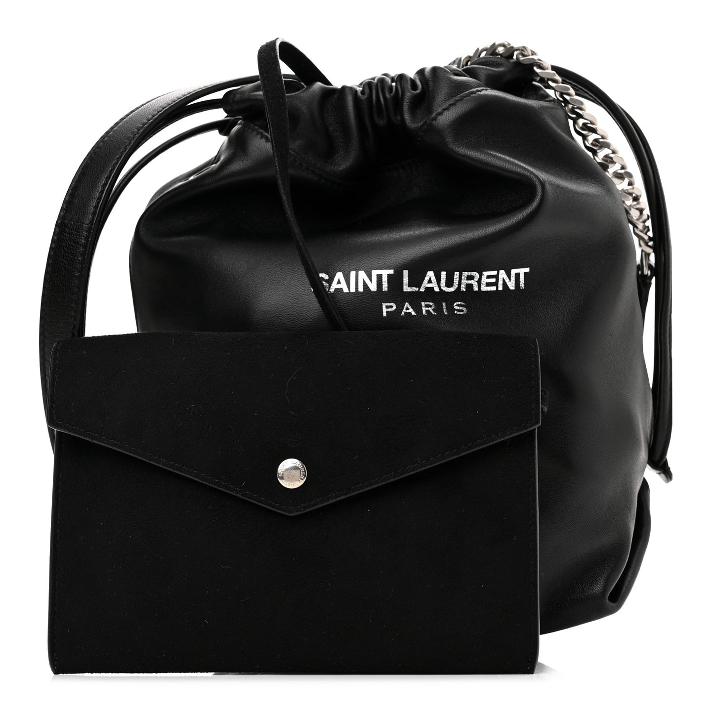 Lambskin Teddy Drawstring Bag Black