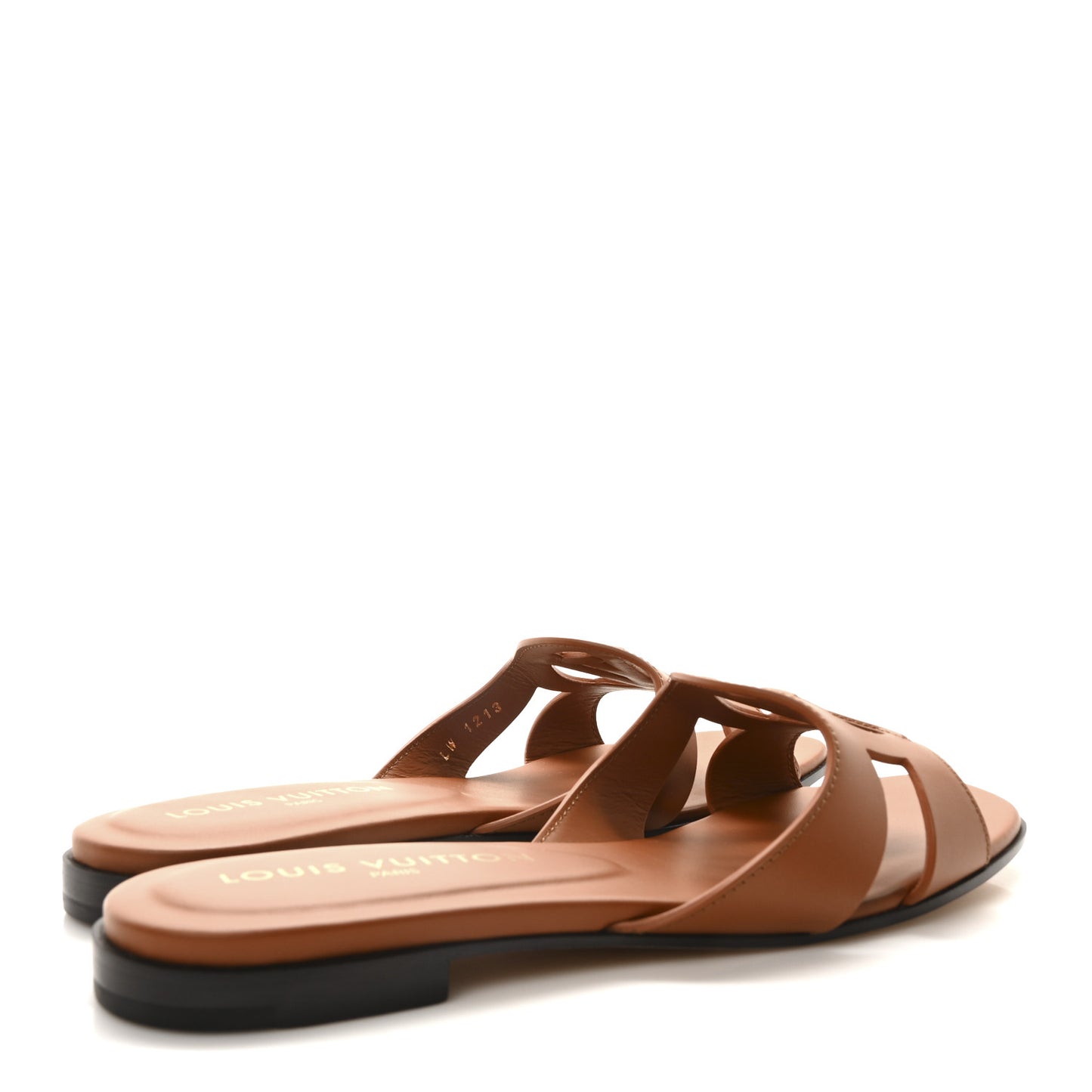 Calfskin LV Isola Flat Sandals 38 Tan