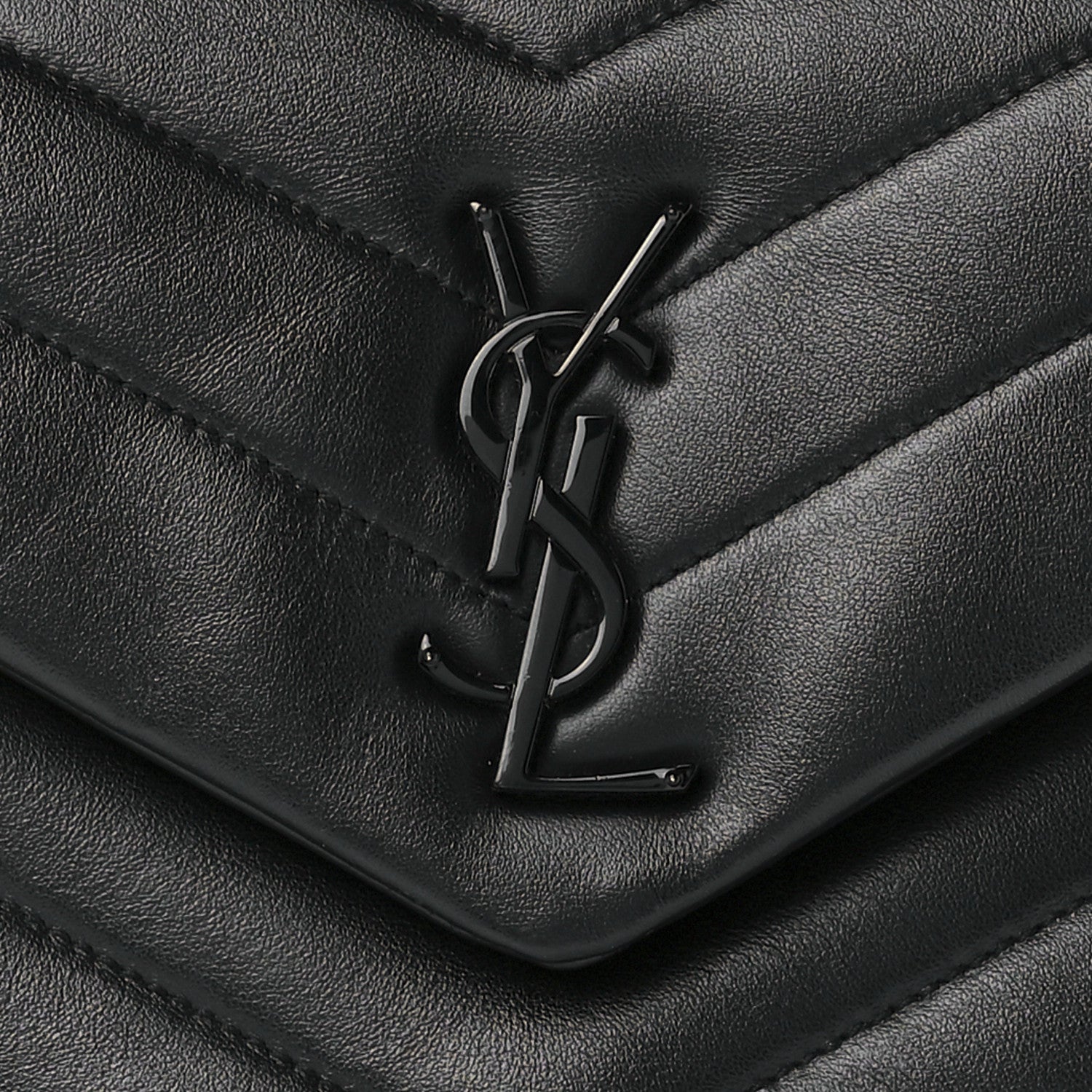 Saint Laurent Calfskin Y Quilted Monogram Monochrome Small Loulou Chain Satchel Black 9 of 15
