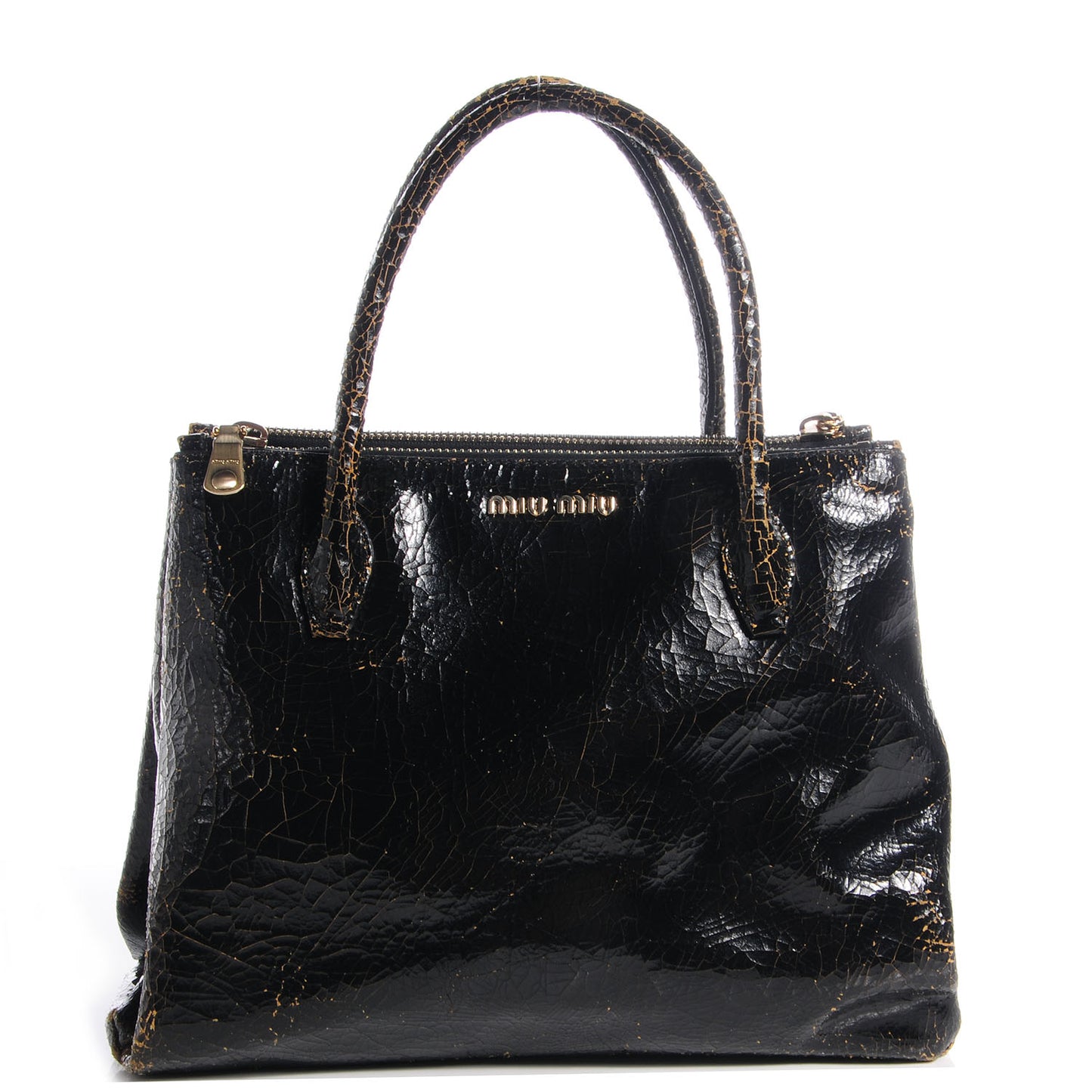 Leather Craquele Handbag Nero Black