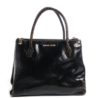 Miu Miu Leather Craquele Handbag Nero Black 1 of 10