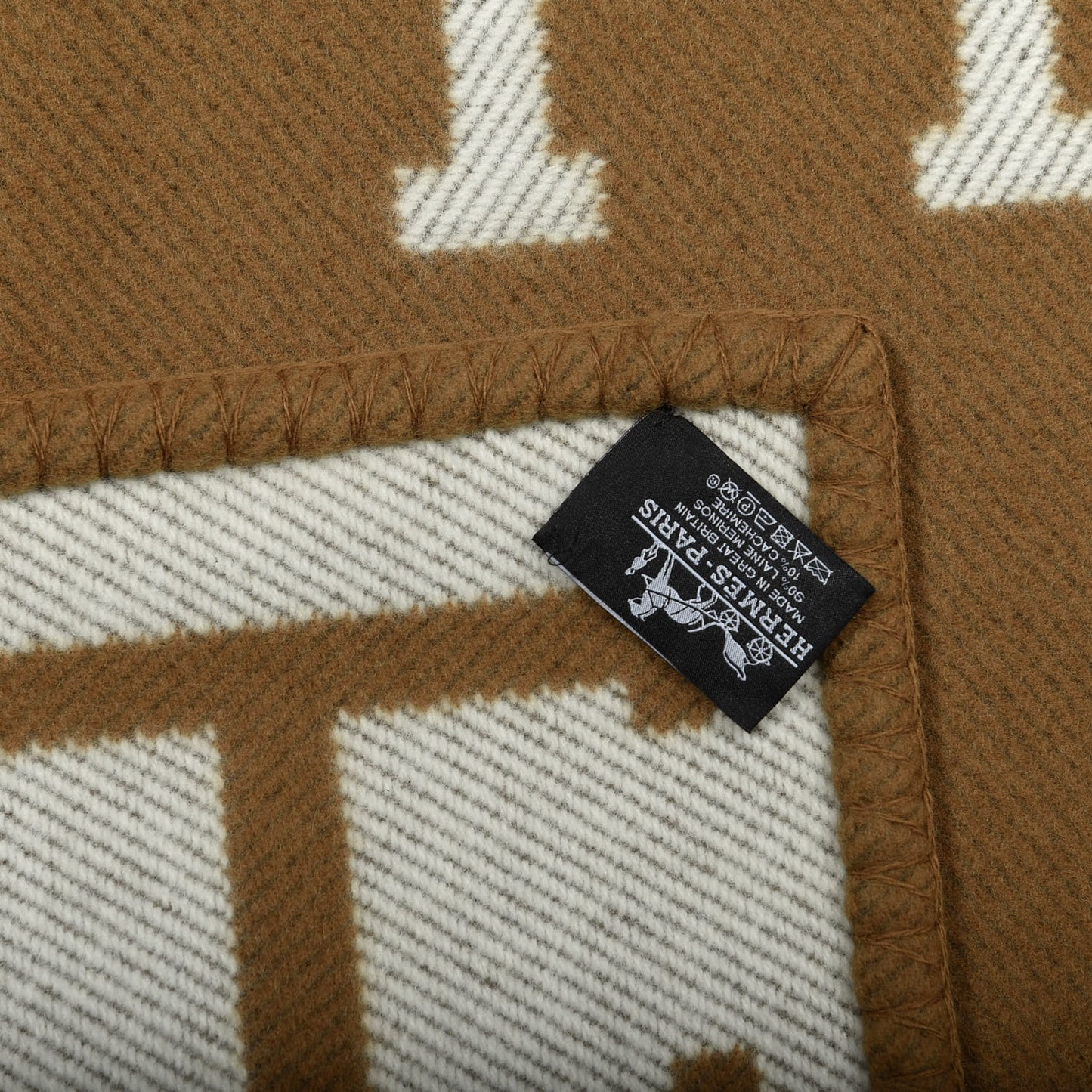 Wool Cashmere Avalon Blanket Ecru Camel