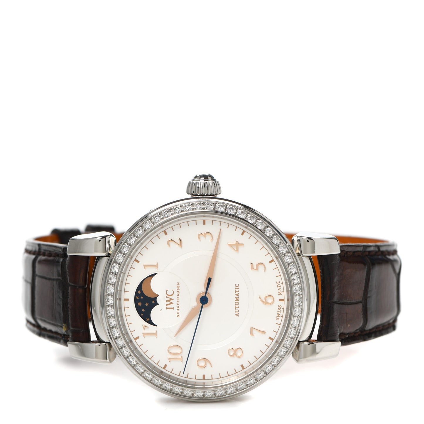 Stainless Steel Alligator Diamond Bezel 36mm Da Vinci Moon Phase Automatic Watch IW459307