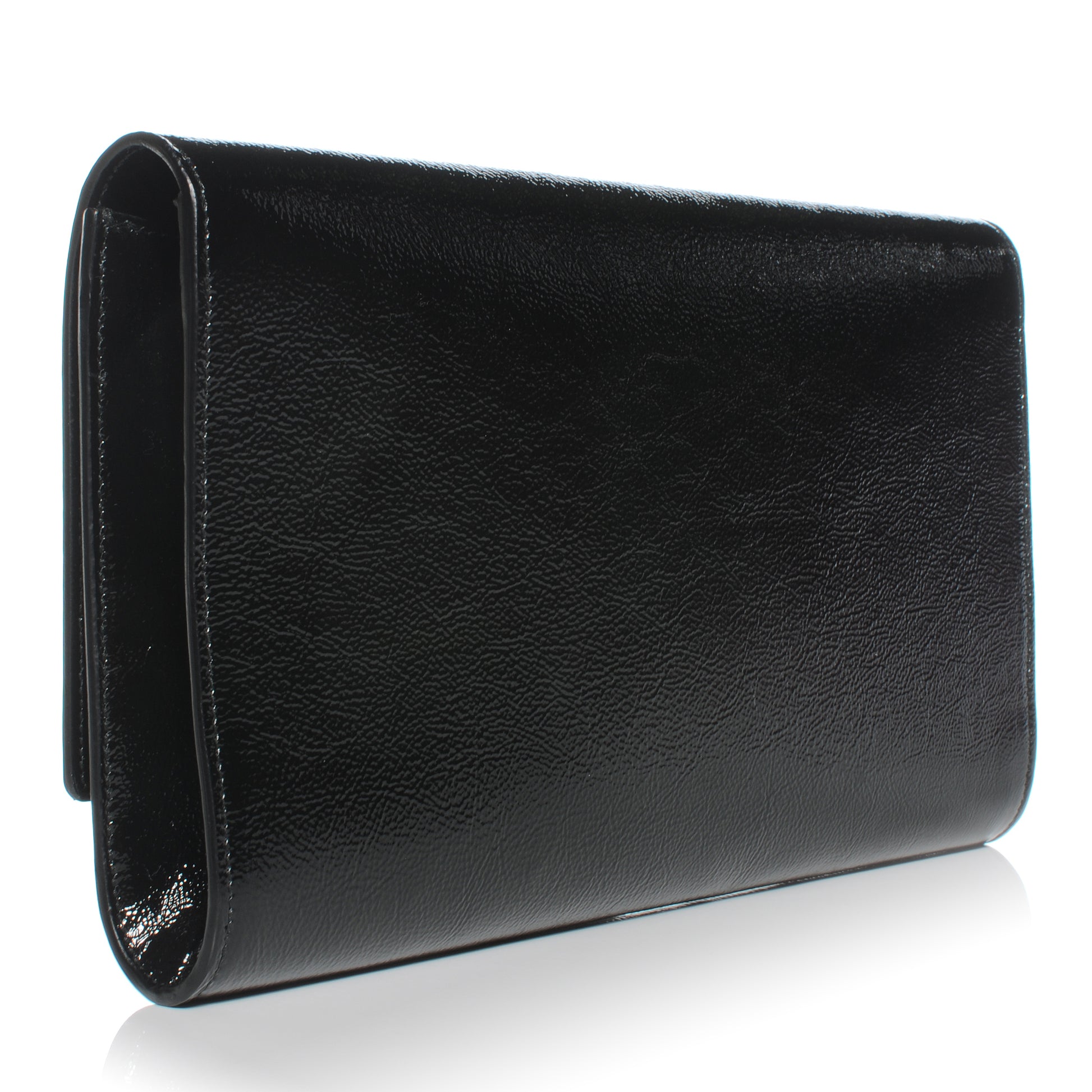 Saint Laurent Textured Patent Monogram Large Belle De Jour Clutch Black 3 of 7