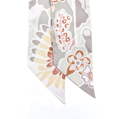 Hermes Silk Bingata Twilly Vieux Rose Vert De 2 of 4