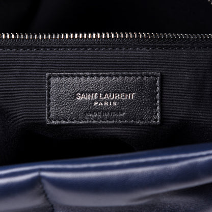 Saint Laurent Lambskin Quilted Medium Loulou Puffer Monogram Chain Satchel Black 8 of 10