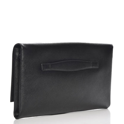 Prada Saffiano Lux Flap Clutch Nero Black 3 of 6