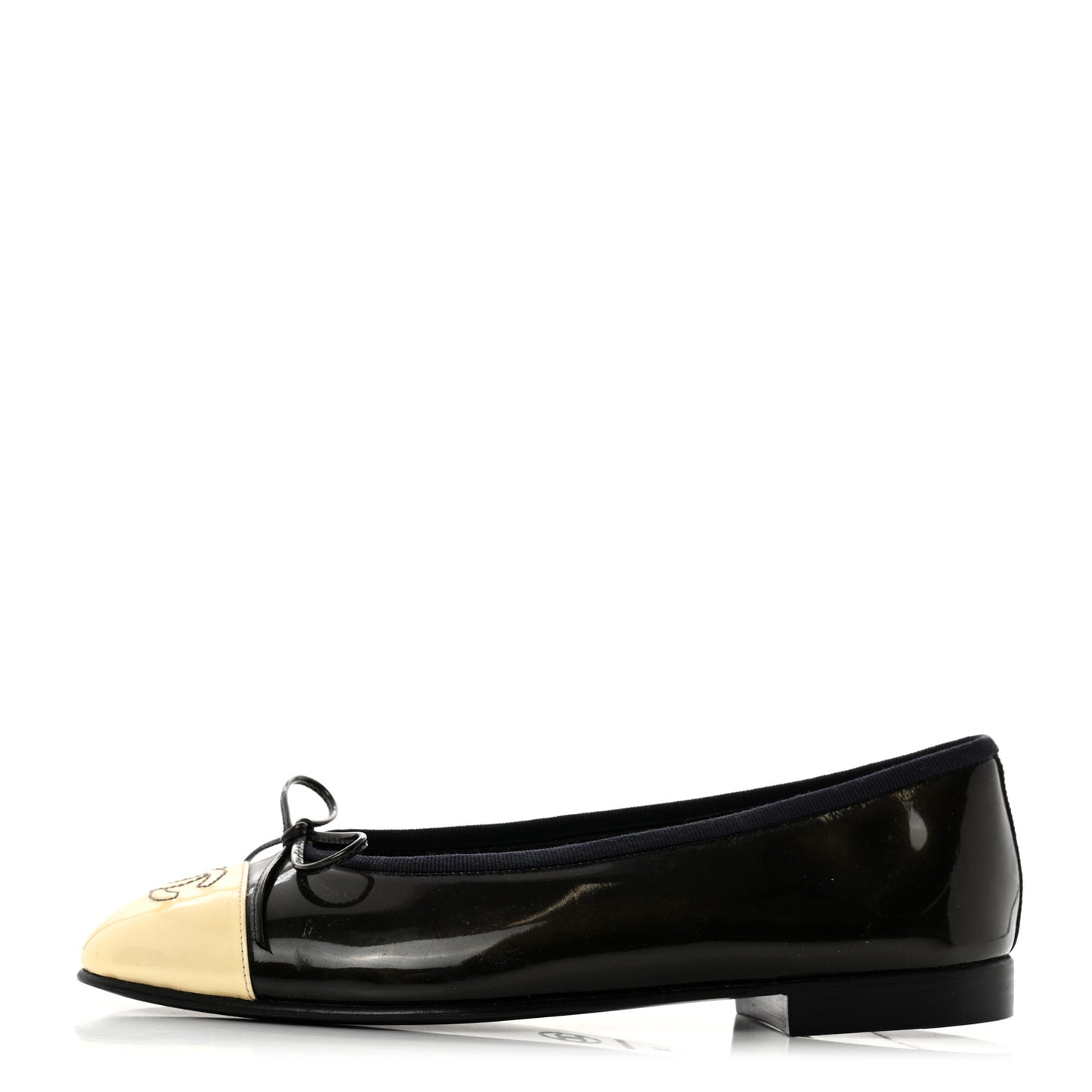 Patent CC Cap Toe Ballerina Flats 36 Navy Beige