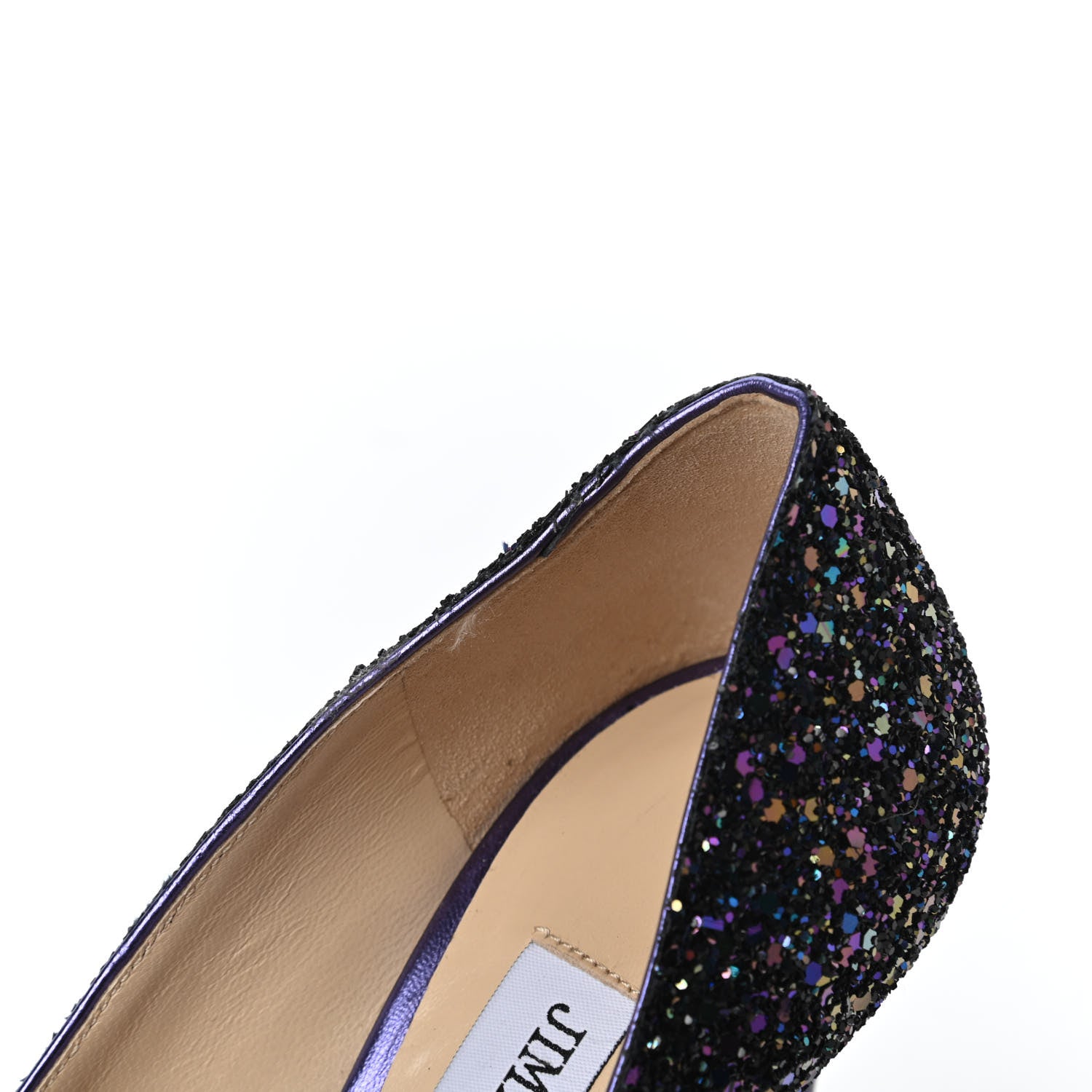 Jimmy Choo Coarse Glitter Crown 100 Peep Toe Platform Pumps 35 Petrol 8 of 8