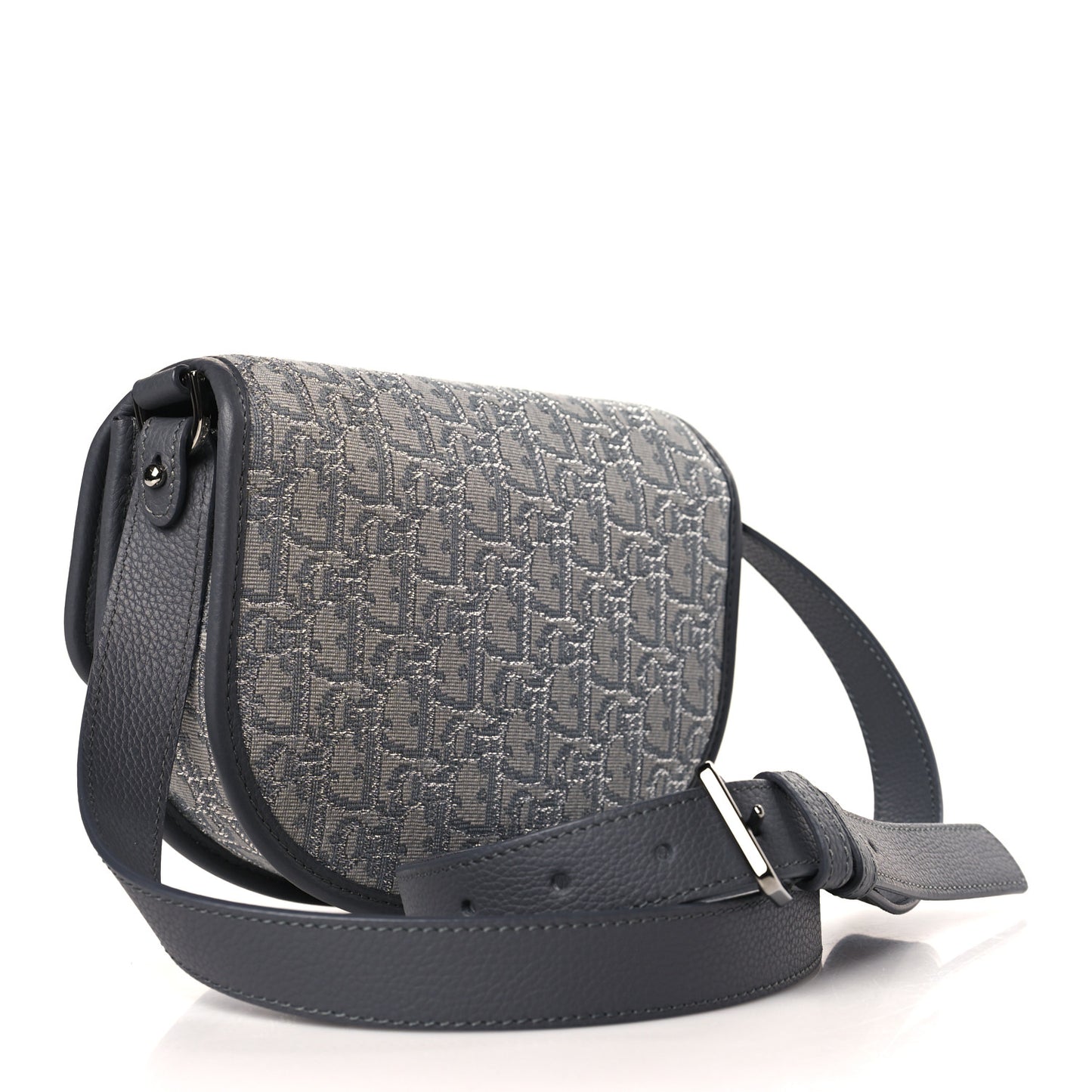 Oblique Grained Calfskin Mini Gallop Bag With Strap Grey