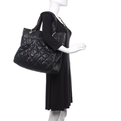 Chanel Crinkled Coated Canvas Le Marais Large Tote Black 2 of 14