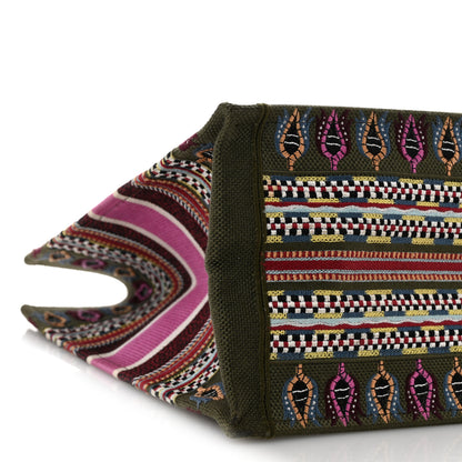 Christian Dior Canvas Embroidered Book Tote Olive Multicolor 9 of 12