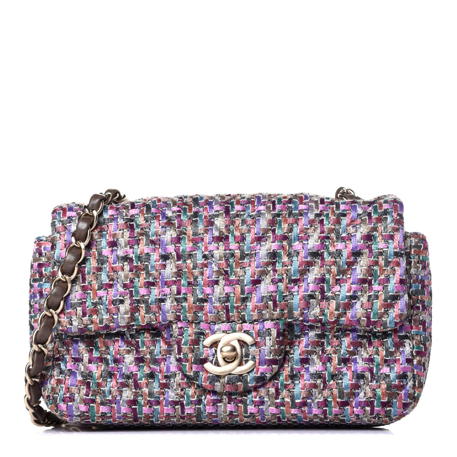 Chanel Tweed Quilted Mini Rectangular Flap Lilac Multicolor 1 of 9