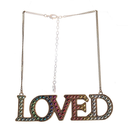 Gucci Metal Crystal Loved Short Necklace Aged Gold 3 of 8