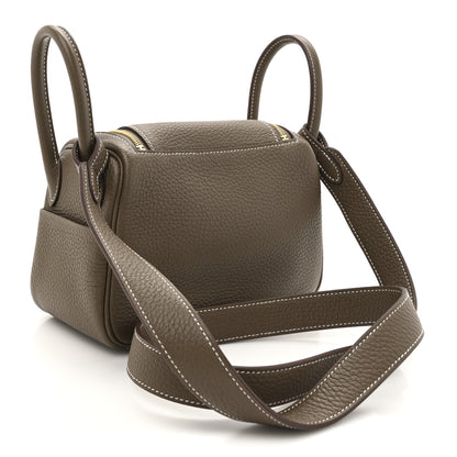 Hermes Taurillon Clemence Mini Lindy 20 Etoupe 3 of 11