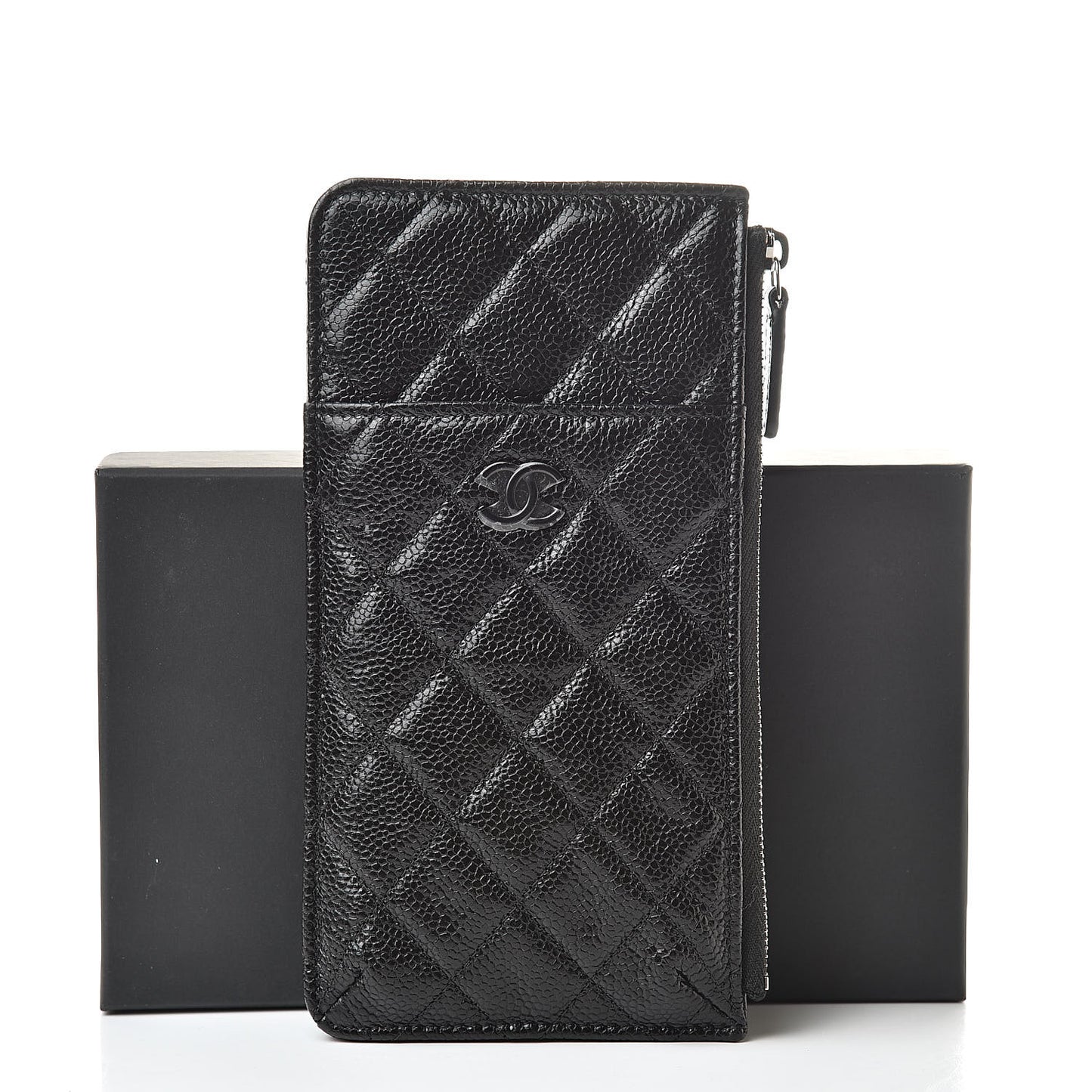 Caviar Quilted Classic Flat Wallet Pouch Black