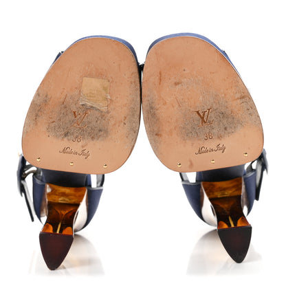 Louis Vuitton Satin Florida Platform Sandal  38 Navy 6 of 9