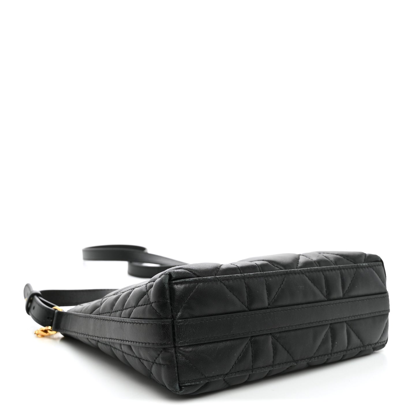 Calfskin Macrocannage Miss Caro Diorling Mini Bag with Chain Black