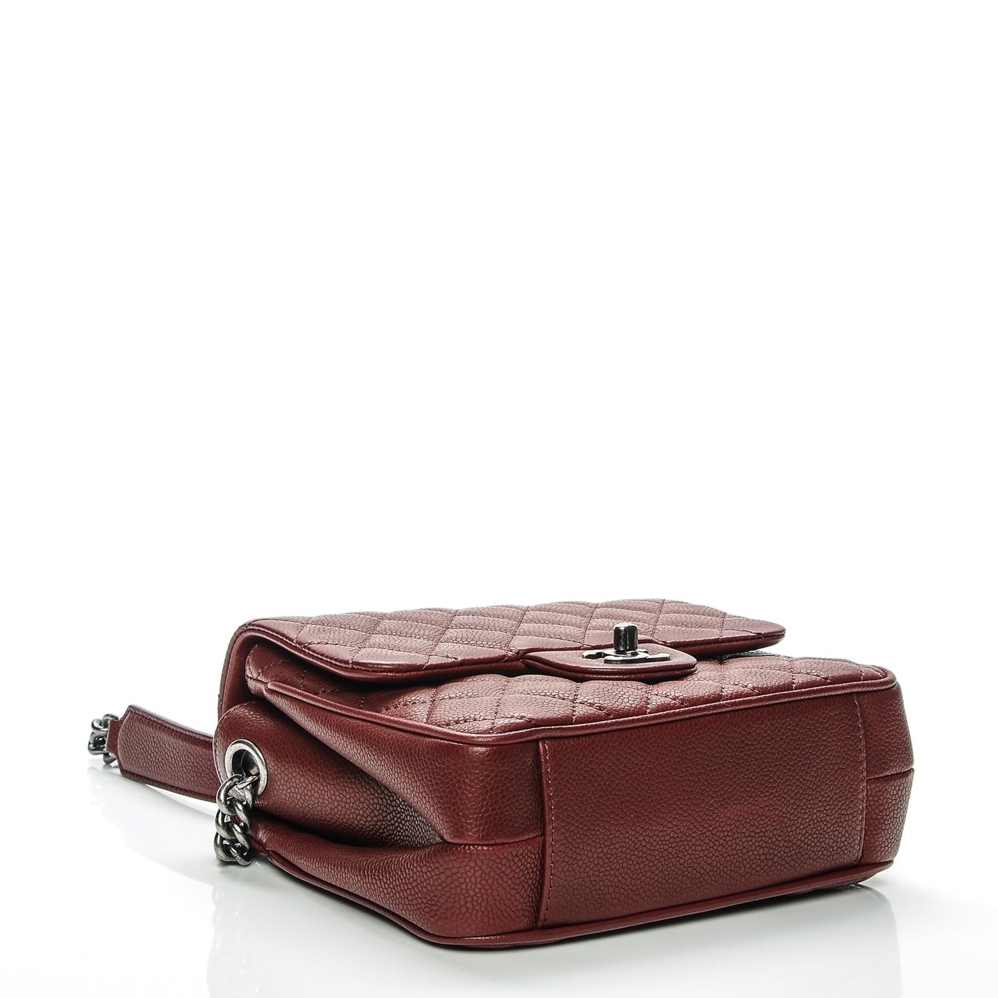 Caviar Quilted Small Rock In Rome Flap Burgundy