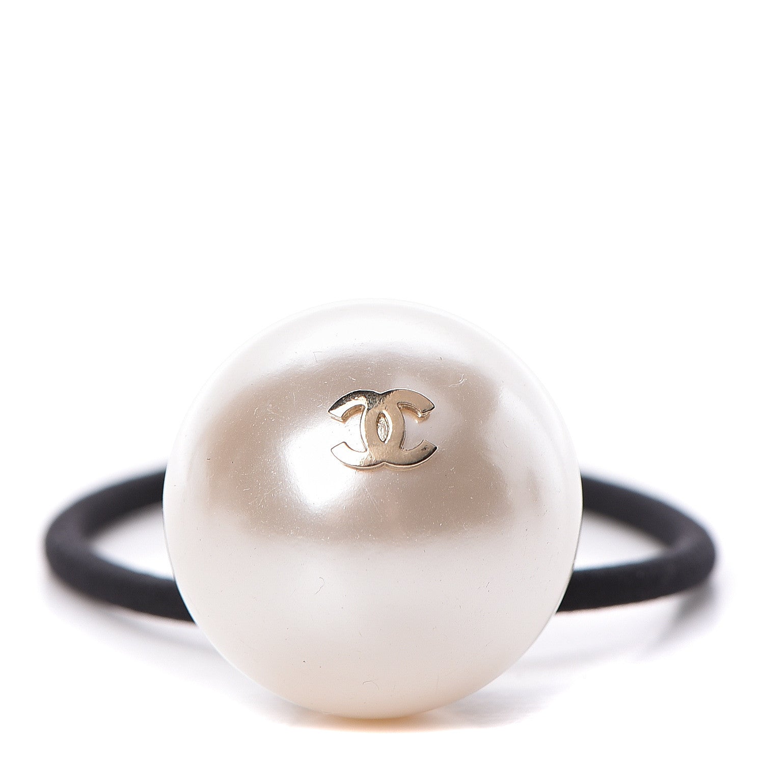 Chanel Pearl CC Hair Tie Black White 1 of 5