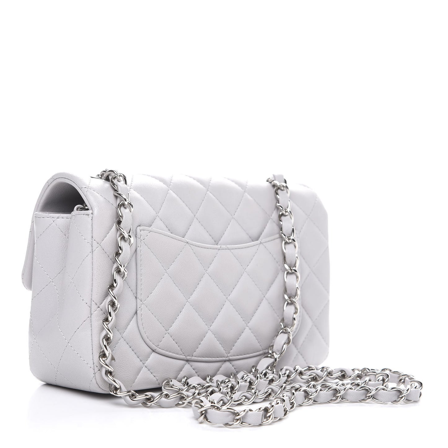 Lambskin Quilted Mini Rectangular Flap Grey