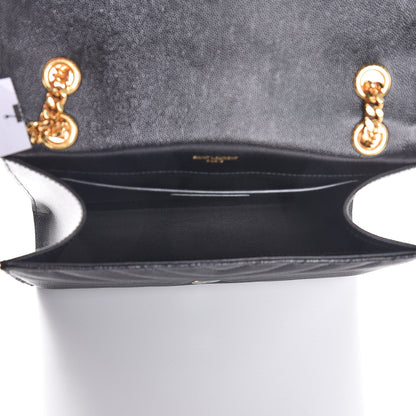 Saint Laurent Grain De Poudre Matelasse Chevron Medium Monogram Satchel Black 5 of 9