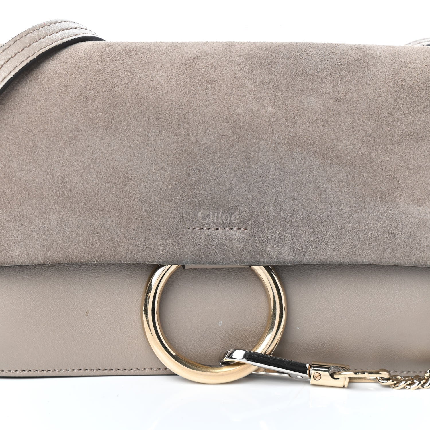 Chloe Suede Calfskin Small Faye Shoulder Bag Motty Grey 7 of 13