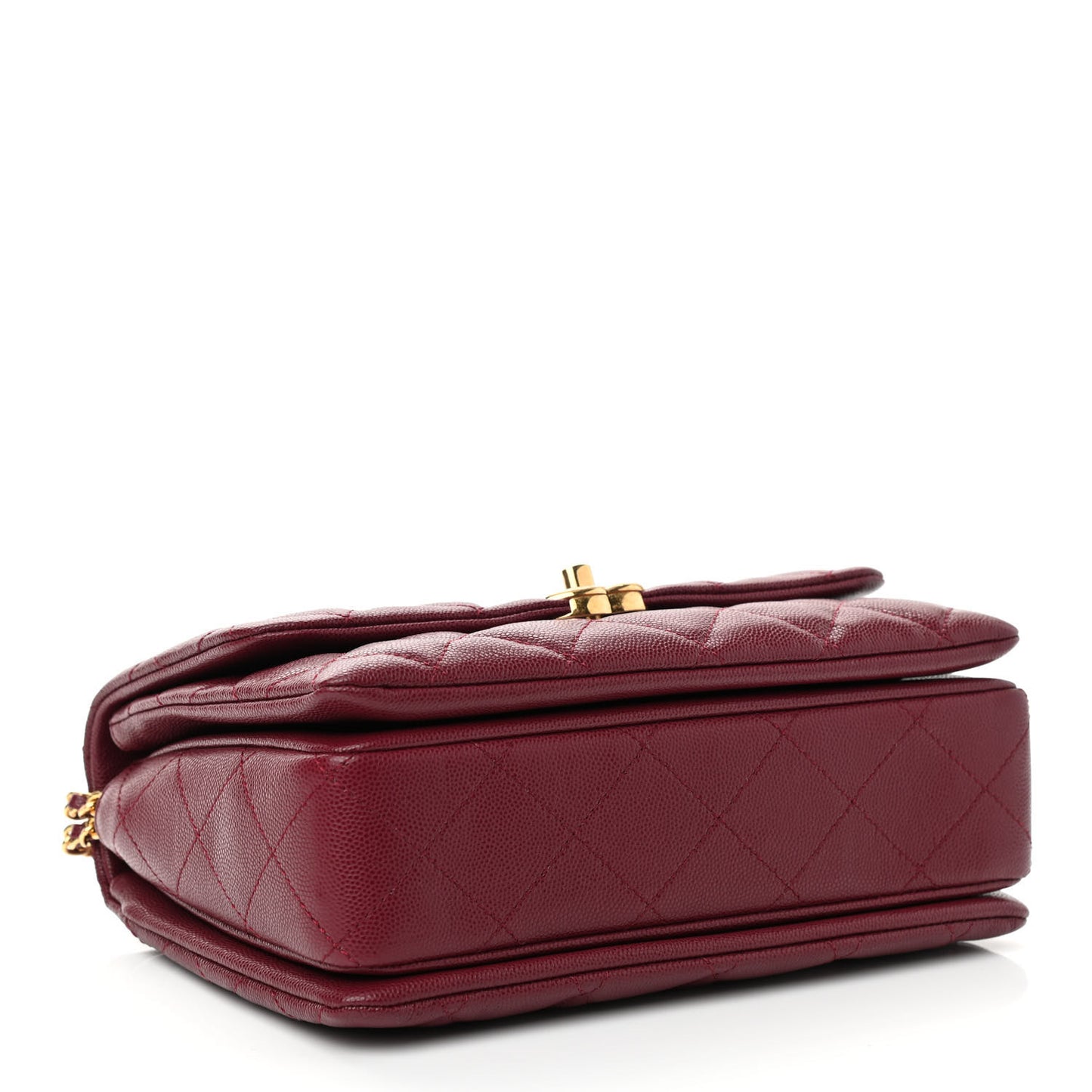 Caviar Quilted Coco First Flap Burgundy
