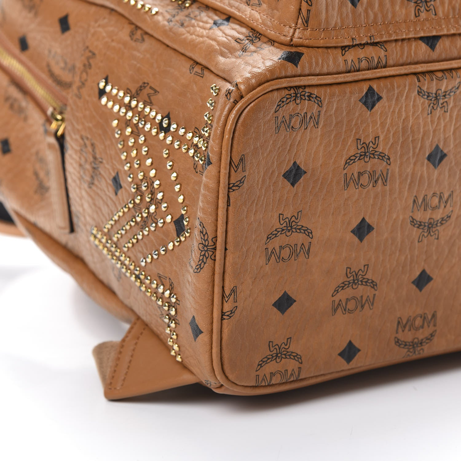 MCM Visetos Studded Small Stark Gunta Backpack Cognac 7 of 9