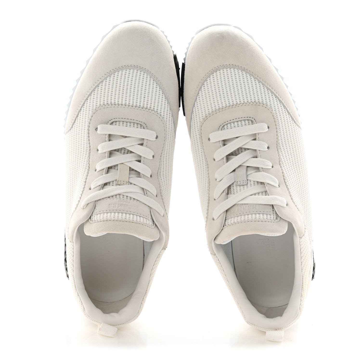 Hermes Calfskin Suede Goatskin Bouncing Sneakers 40 White Black 2 of 9