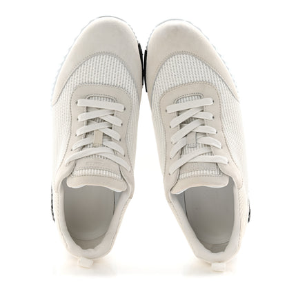Hermes Calfskin Suede Goatskin Bouncing Sneakers 40 White Black 2 of 9