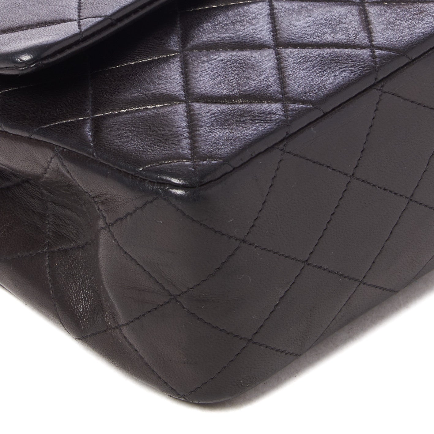 Lambskin Quilted Medium Double Flap Brown