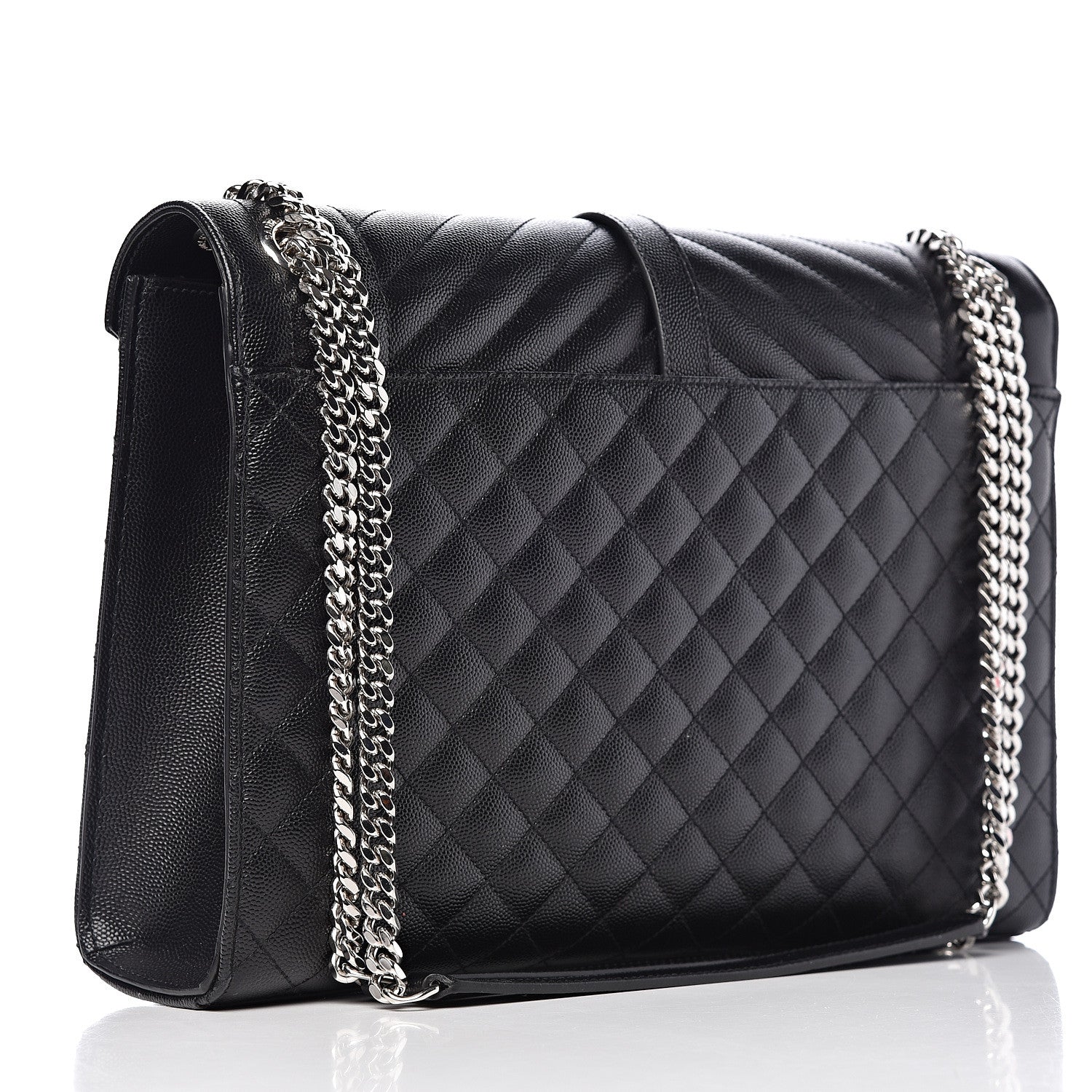 Saint Laurent Grain De Poudre Large Tri-Quilt Monogram Satchel Black 3 of 10