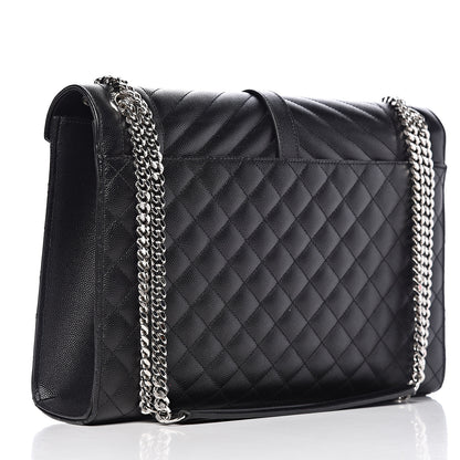 Saint Laurent Grain De Poudre Large Tri-Quilt Monogram Satchel Black 3 of 10