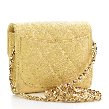 Chanel Iridescent Caviar Quilted Flap Card Holder On Chain Yellow 3 of 9