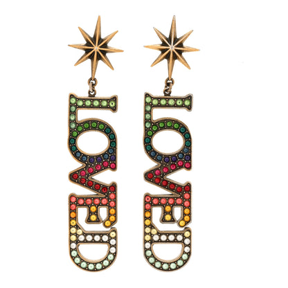 Gucci Gold Crystal Loved Single Earrings Multi 1 of 5