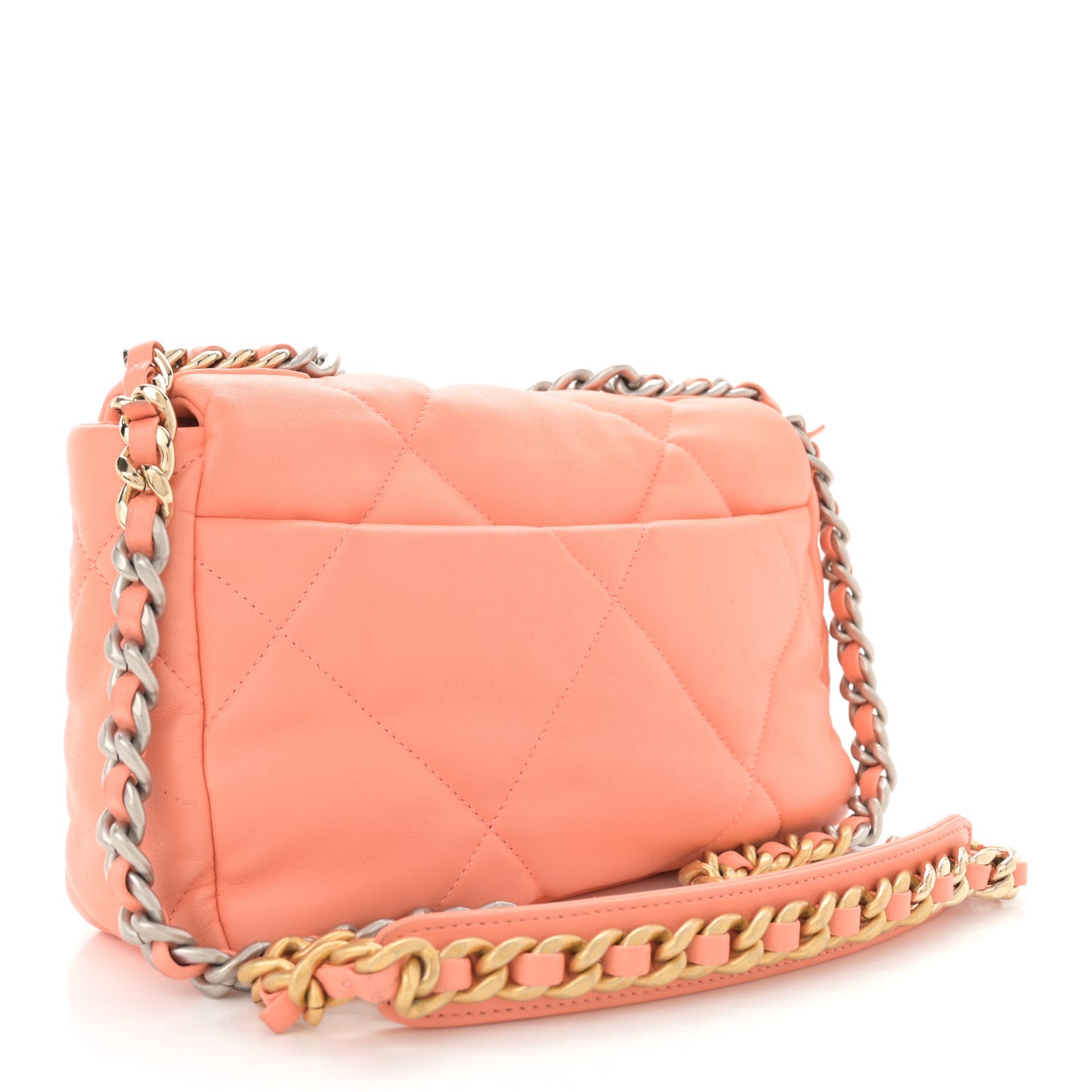 Lambskin Quilted Medium Chanel 19 Flap Light Orange