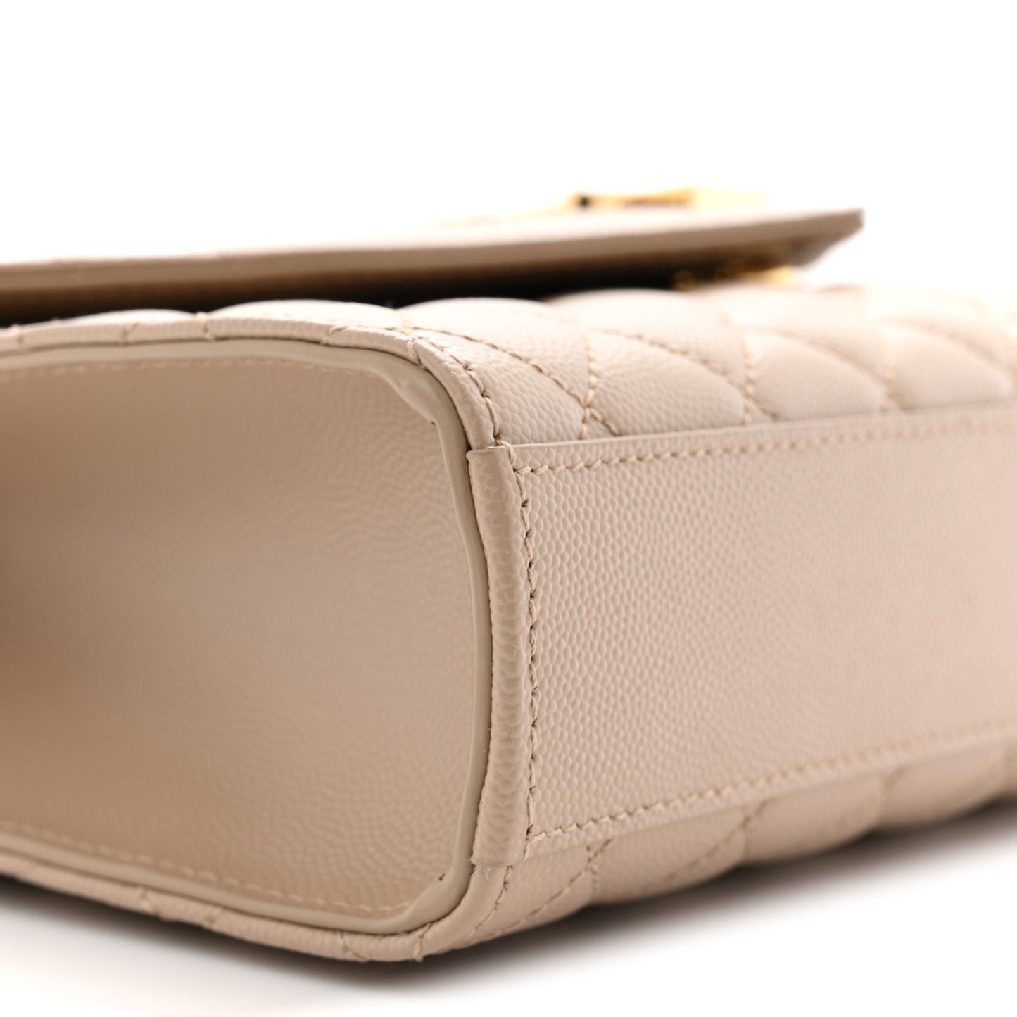 Grain De Poudre Textured Mixed Matelasse Medium Triquilt Monogram Satchel Dark Beige