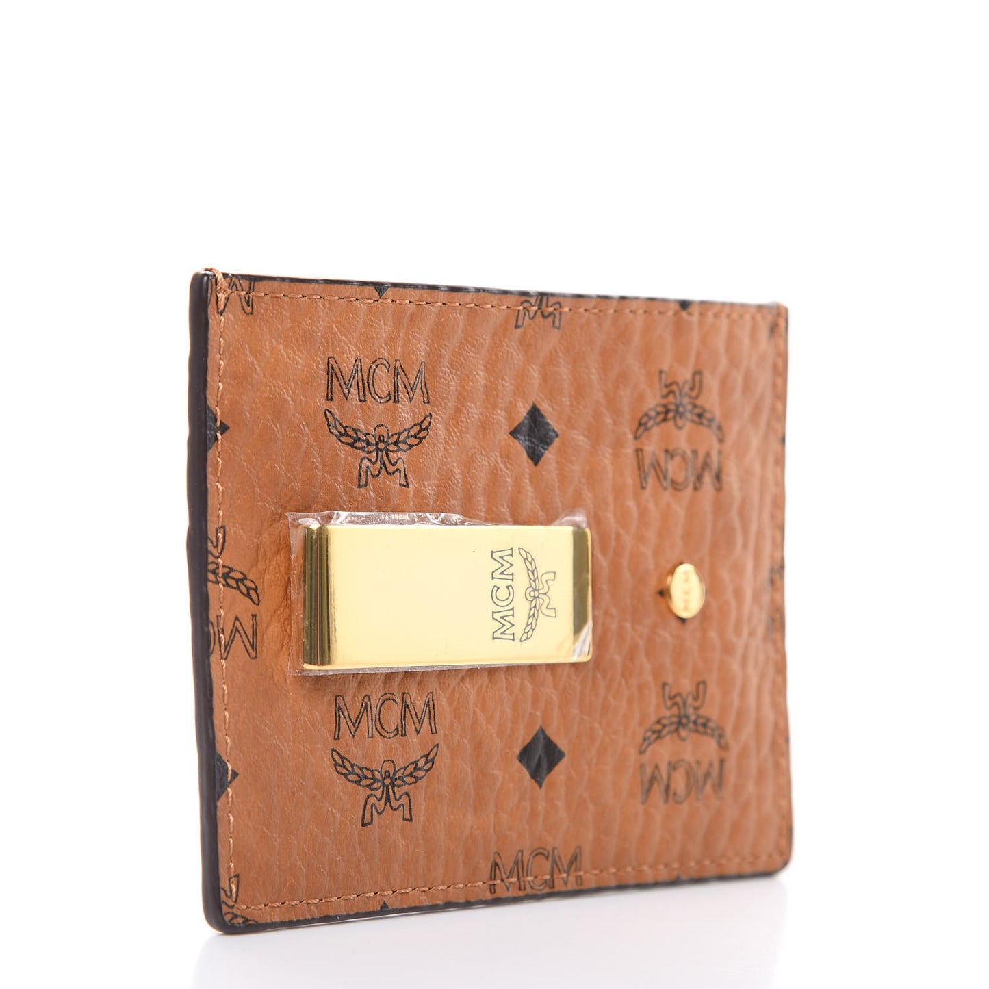 Visetos Money Clip Card Case Cognac