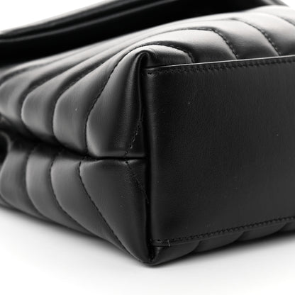 Saint Laurent Calfskin Y Quilted Monogram Small Loulou Chain Satchel Black 9 of 11